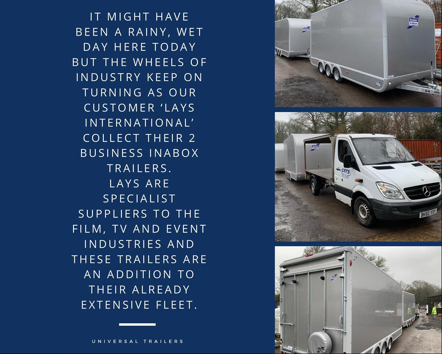 Two more BIAB (Business In A Box) trailers collected today by ‘Lays International’, who are a specialist supplier to the film, TV and event industries.
